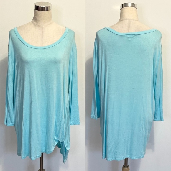 ➕ Simply Southern Teal Blue Knotted Tunic Top Womens Plus Size XXL - Picture 3 of 9